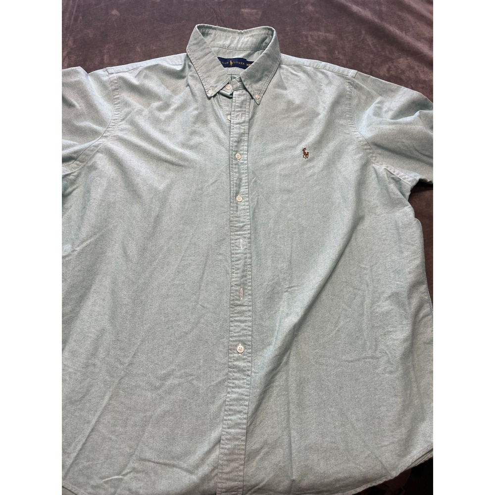 Ralph Lauren Men's XXL Short Sleeve Oxford Button Down Shirt Green Classic Fit